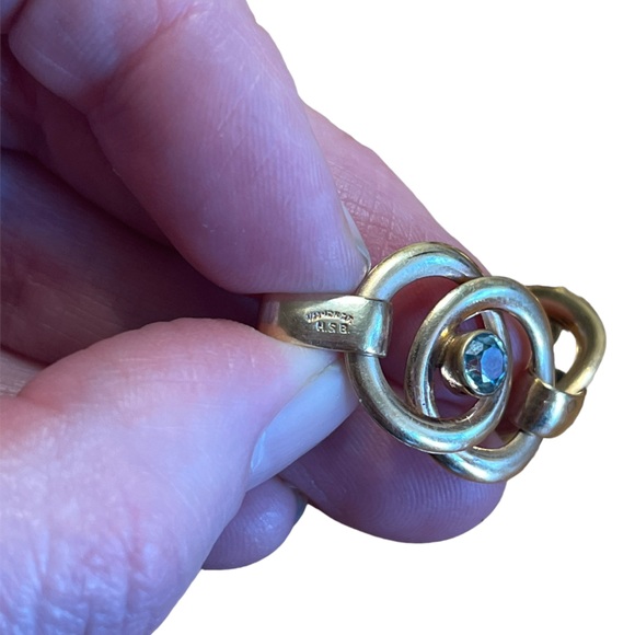 Vintage HSB 1/20 12K Gold Filled Light Blue Stone Bracelet - Picture 3 of 4